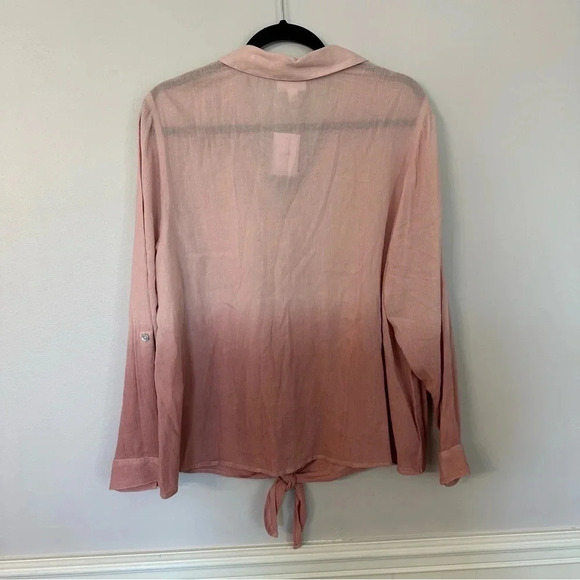 J. Jill Women’s Long Sleeve Button Up Front Tie Quartz Ombré Pink Size 1X NWT - Picture 10 of 10
